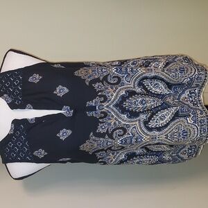 Lucky Brand Navy Sleeveless Top With Lace Detail